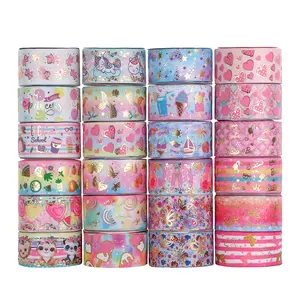 Midi Factory Ribbons Wholesale 3 Inch Gold Foil Summer Fruit Beach Cartoon Series Grosgrain Ribbon For Hair Bows Crafts