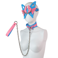 Masque Papillon pour les Yeux avec Collier en Cuir et Corde de Liaison Rose – Kits de Jeu pour Adultes, Masque pour Soirées, Clubs, Spectacles et Accessoires de Jeu de Rôle