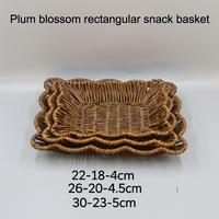 Ensemble de paniers de rangement en rotin naturel tressé à la main, plateau à fruits ovale à bord ondulé, panier de service décoratif en osier pour le pain, cuisine et maison