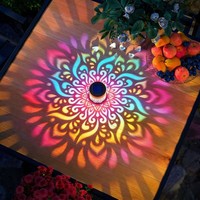 Lampes solaires de jardin Mandala RGB, appliques murales en métal changeant de couleur, imperméables, décoratives pour l'extérieur