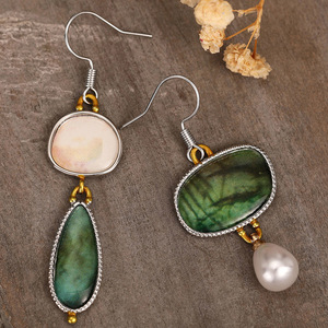 Orecchini pendenti vintage etnici con perle finte per donna, gioielli artistici chic e alla moda - Product Image 4