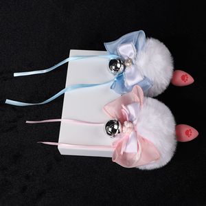 Pinces à cheveux en fausse fourrure blanche avec oreilles de chat, nœud et clochette, accessoires de cosplay pour femmes - Product Image 3