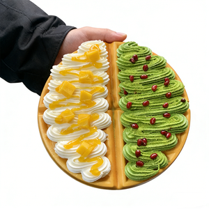 Lifelike Split Belgian Waffle Figurine Plastic Eco-Friendly Faux Mango Cream Matcha <b>Toppings</b> <b>Aesthetic</b> Food Decor Home Kitchen - Product Image 1