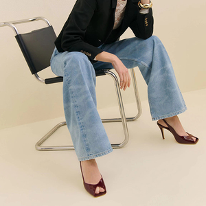 Chaussures à talons hauts pour femmes, style slingback, bout <span class=keywords><strong>carré</strong></span> ouvert, en cuir verni blanc, <span class=keywords><strong>talon</strong></span> aiguille fin, collection été tendance - Product Image 6