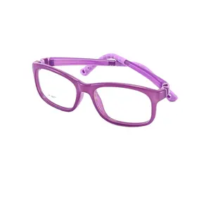 Kinderen Brillen Monturen Kleurrijke Flexibele Siliconen Tr 90 Medische Met Touwen Optische Oog Infinity Nado