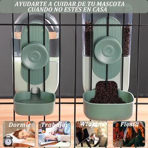 Mangiatoia per animali domestici con gabbia diretta in fabbrica + erogatore d'acqua | Alimentazione automatica per gravità | Ideale per gatti e cani di piccola taglia - Product Image 2