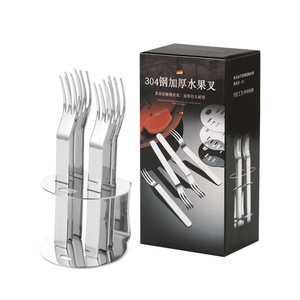 304 Stainless Steel Fruit <b>Fork</b> Square Handle <b>Dessert</b> <b>Fork</b> Set High-End Restaurant Use - Product Image 3