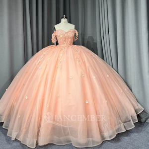 Robes de bal longues Lsmu183 pour Quinceañera, robes de soirée roses pour filles, corset en dentelle, pour princesse de 15 ans - Product Image 6