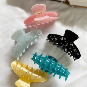 مشبك شعر أنيق وفاخر من YJL مزين بالأحجار الكريمة على شكل قمر ونجوم بألوان حلوى من الأسيتات للفتيات - Product Image 2