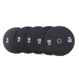 Venta al por mayor de discos de pesas de caucho negro para ejercicio, equipo de entrenamiento de gimnasio, levantamiento de pesas, OEM, ODM, logotipo personalizado disponible - Product Image 4