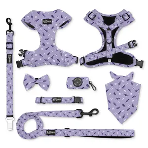OKKPETS Low MOQ OEM/ODM Hot Sale Customized Christmas Dog Harness Printing Dog Harness And Lash Collar Set