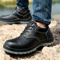 Bottes de travail en PU en gros avec embout en acier anti-écrasement, anti-perforation et semelle intérieure en fer, chaussures de sécurité protectrices pour chantier de construction