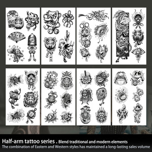 Tatouage temporaire de style traditionnel japonais, poupée Daruma, tatouage semi-permanent, imperméable, t tient 2 semaines, tatouage à base de plantes pour le bras - Product Image 6