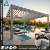 ANCSEM Pergola motorisée en aluminium pour extérieur, auvent rectangulaire autoportant, imperméable, avec toit à lames orientables