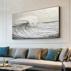 Obra de Arte Texturizada de Olas del Océano, Pintura Mural Moderna Original Hecha a Mano, Arte de Pared en Lienzo para Diseño de Interiores Sofisticado - Product Image 4