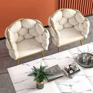 Factory Luxury Upholstered Dining Chair Fabric Dining Room Furniture Metal <b>Gold</b> Dining Chair - Product Image 6