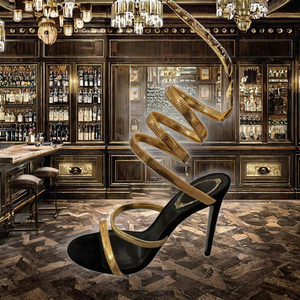 Chaussures à talons hauts de créateur dorées 2026 – Été, extérieur, respirantes, à lacets, bout ouvert, talons hauts sexy, pour soirée, grandes tailles - Product Image 3