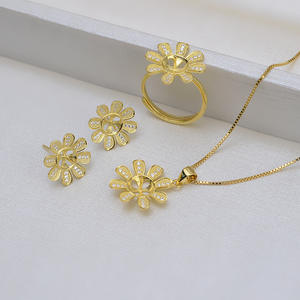 Juego de Joyería Wenchi de Plata S925 con Diseño de Girasol, Aretes, Anillo, Collar, Cadena, Soporte para Perlas 13411, Accesorios de Moda DIY, China - Product Image 1