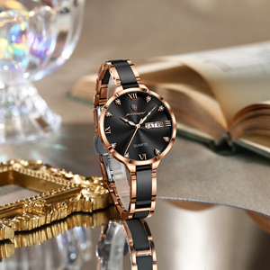 Montre à quartz pour femme Poedagar 506, bracelet en acier inoxydable de luxe, lumineuse, étanche - Product Image 5