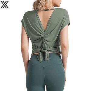 wholesale summer Open the back tie t shirt women casual t shirts woman Comfortable breathe freely - Product Image 5