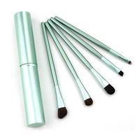 5 pièces/ensemble pinceaux de maquillage pour les yeux ensemble fard à paupières Eye Liner ombre à lèvres brosses Kit cheveux de poney visage maquillage outil porte-Tube 4 couleurs