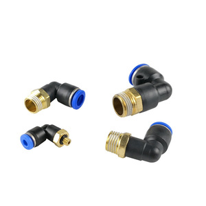 Copper Flexible Hose Pneumatic <b>Quick</b> <b>Connector</b> 90 Degree L Shape Right Angle Elbow PL8 02 10 03mm Threaded Connection - Product Image 3