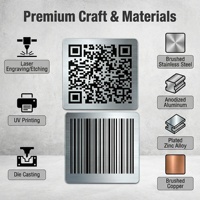 Plaques signalétiques personnalisées en acier inoxydable gravées au laser avec code QR et code-barres pour le suivi des équipements industriels avec options OEM/ODM