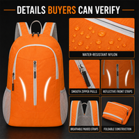 Mochila Plegable Personalizada con Compartimento para Portátil de 15.6 Pulgadas, Ligera, Resistente al Agua y Reflectante, para Viajes, Aire Libre, Trabajo y Escuela