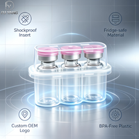 Boîte de 3 compartiments pour flacons de peptides de 3 ml – Kit complet de chaîne du froid pour flacons de peptides – Boîte PP + flacon en verre + bouchon à clapet + bouchon de verre pour laboratoire OEM en gros