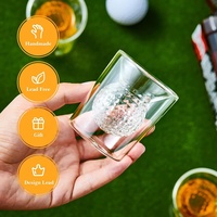 Verres à shot double paroi en borosilicate transparent pour tequila, liqueur, cocktail, whisky, en forme de mini balle de golf, pour bar, cadeau