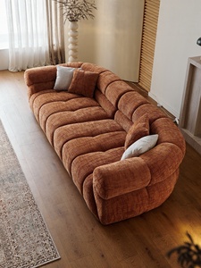 Canapé minimaliste italien <span class=keywords><strong>une</strong></span> <span class=keywords><strong>place</strong></span> en velours chenille caramel, style rétro, <span class=keywords><strong>fauteuil</strong></span> design pour grand salon - Product Image 3