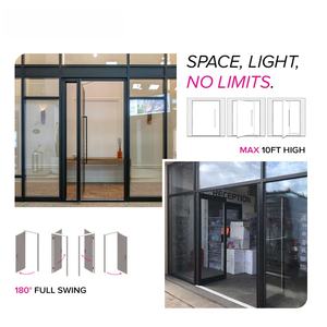 Portes de magasin commerciales, portes en verre <span class=keywords><strong>avec</strong></span> cadre en aluminium résistant au vent, design contemporain - Product Image 2