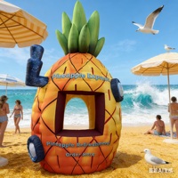 Kiosque à jus gonflable en forme d'ananas pour fête de plage estivale, imperméable, pour vente promotionnelle en extérieur