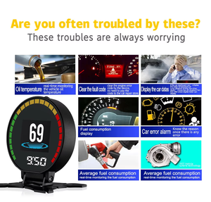 Wohefu xe HUD Head up hiển thị hệ thống cảnh báo quá tốc độ máy chiếu kính chắn gió Đồng hồ đo tự động OBD2 Head up hiển thị - Product Image 6