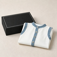 Robe Courte Tricotée Slim Ajustée pour Femme, Modèle Printemps-Été 2025, Sans Manches, en Jean Patchwork, Boutonnage Simple