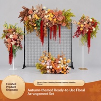 Ensemble de panneaux floraux artificiels pour mur de fleurs, décoration d'événements de mariage, arrangement au sol marron café automnal pour scène de fête