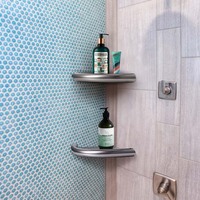 Barre d'appui 2-en-1 en acier inoxydable 304 avec étagère de rangement murale pour douche, étagère d'angle et organisateur de salle de bain