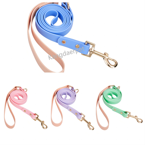Laisse pour chien chic couleur macaron, élégante, imperméable, résistante aux taches, pour des promenades élégantes, laisse en PVC avec attache rapide - Product Image 1