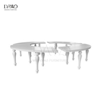 Table demi-lune de luxe commerciale pour salle à manger, salon extérieur, appartement, atelier, table en acier inoxydable blanc avec plateau en MDF