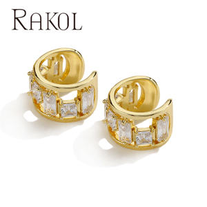 RAKOL EP2748-pendientes <span class=keywords><strong>sin</strong></span> <span class=keywords><strong>agujero</strong></span> para oreja para mujer, 3mm, 6mm, 18K, chapado en oro, 316L, acero inoxidable - Product Image 1
