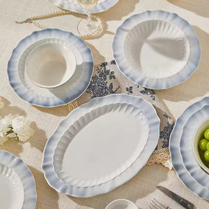 Bộ bát đĩa gốm sứ tròn kiểu Pháp, men màu mới, dùng trong gia đình, bao gồm bát và đĩa - Product Image 4