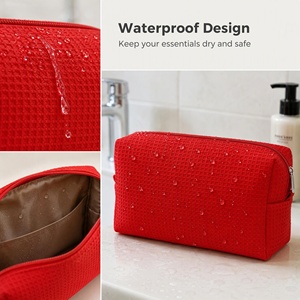 Waffle Cotton Cosmetic <b>Bag</b> Large Capacity Waterproof <b>Travel</b> Makeup Pouch Custom Logo <b>Women</b> Toiletry Storage <b>Bag</b> - Product Image 6