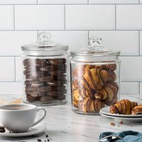 Pot de conservation hermétique en verre transparent avec couvercle, récipient de cuisine de qualité alimentaire, conteneur cylindrique rond pour aliments secs