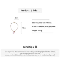 Collier en perles imitation perle rose et cristal rose avec pendentif croissant de lune rose, bijoux fantaisie OEM/ODM en gros pour femmes, colliers dorés