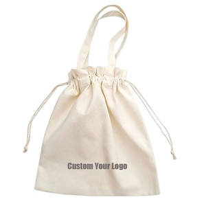 Sac de courses réutilisable personnalisé en coton naturel, anti-poussière, avec cordon de serrage, pour promotion - Product Image 1