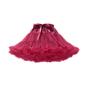 Rok tutu balet anak perempuan warna polos Natal pettiskirt jaring harga rendah terlaris 2023