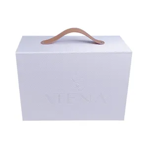 Benutzer definiertes Logo Großhandel Luxus Weiß Magnet Papier Box Perücken Kleidung Magnetisch faltbare Geschenk box Verpackung Mit Griff