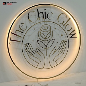 Round Acrylic Backlit Sign <b>Illuminated</b> Business Logo Custom Reception Studio Beauty Salon Led Sign - Product Image 2