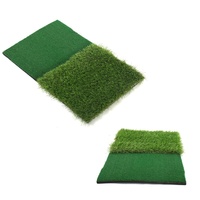 Tapis d'entraînement de golf vert pour swing et chipping avec base en EVA, surface de frappe double herbe 40x64cm personnalisable