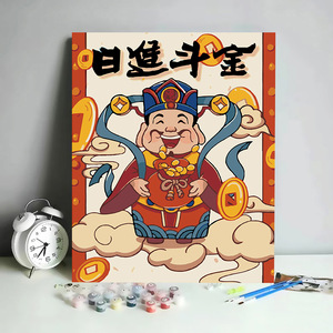 <span class=keywords><strong>Pittore</strong></span> acrilico dipinto a mano il dio della ricchezza in Cina murales per bambini in salotto dipinto a olio digitale - Product Image 4